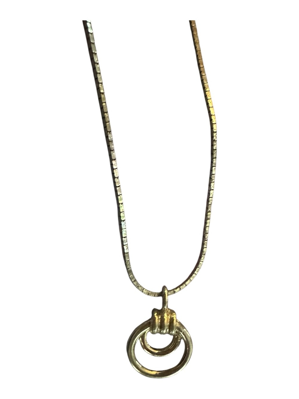 Vintage Silver-Tone Triple Ring Pendant Necklace — Signed CMC